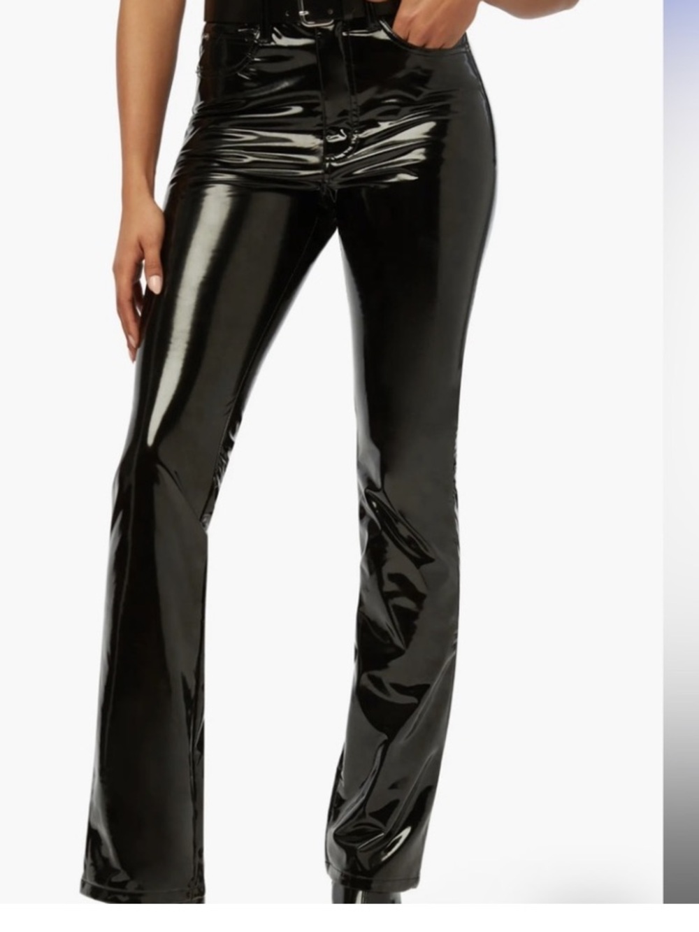 WeWoreWhat Glossy Black High-Rise Flare Pants